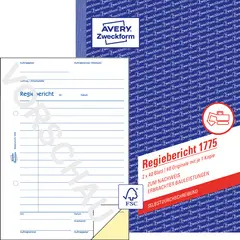 AVERY Zweckform Formularbuch "Regiebericht", 2 x 40 Blatt