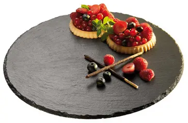 APS Plat à tarte en ardoise naturelle, rond, anthracite