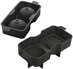 metaltex Bac à glaçons, en silicone, pour 2 glaçons, noir