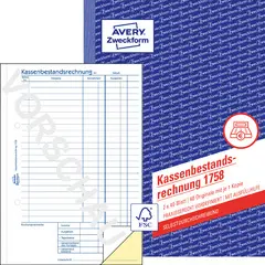 AVERY Zweckform Formularbuch "Kassenbericht/Bestand", A5