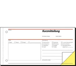 sigel Formularbuch "Kurzmitteilung", 1/3 A4 quer, SD
