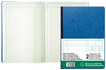 EXACOMPTA Piqûre tête paresseuse, 10 colonnes sur 2 pages