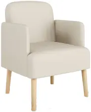 PAPERFLOW Fauteuil visiteur Brooks, simili cuir, ivoire