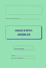 ELVE Registre d'appel journalier, piqûre 28 pages, 40 élèves