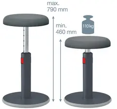 LEITZ Tabouret assis-debout Ergo Cosy Active, gris