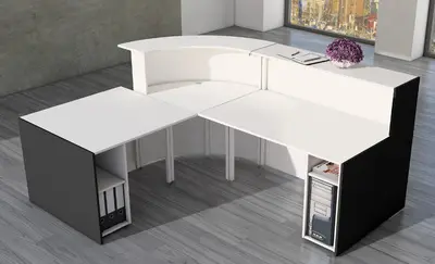 kerkmann Petit comptoir en L BARI, espace conseil, blanc