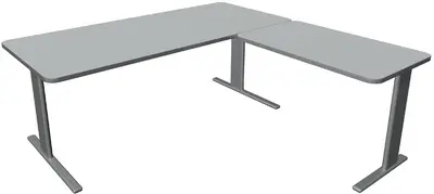 kerkmann Bureau UNIC avec extension, (L)2.000 mm, gris clair