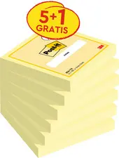 Post-it Bloc-note adhésif, 76 x 76 mm, jaune, 5+1 gratuit