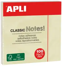 APLI Notes adhésives "CLASSIC Notes!", 75 x 75 mm, jaune
