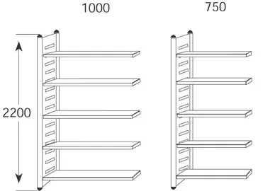 kerkmann Rayonnage de coin "M2", (L)1.000 x (H)2.200 mm