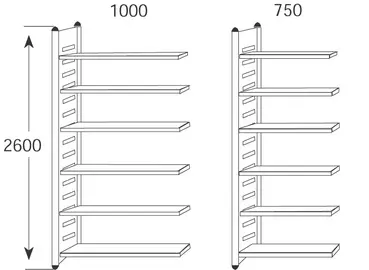 kerkmann Rayonnage "M2", 6 tablettes, (L)750 x (H)2.600 mm