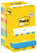 Post-it Bloc-note adhésif, 76 x 76 mm, Energetic, 8+4