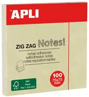APLI Notes adhésives "ZIG ZAG Notes!", 75 x 75 mm, jaune