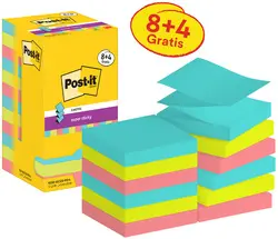 Post-it Bloc-note super sticky z-notes, 76 x 76 mm, 8+4