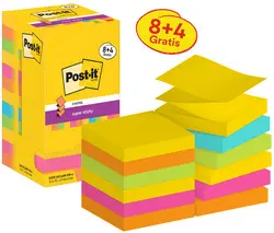Post-it Bloc-note super sticky z-notes, 76 x 76 mm, 8+4
