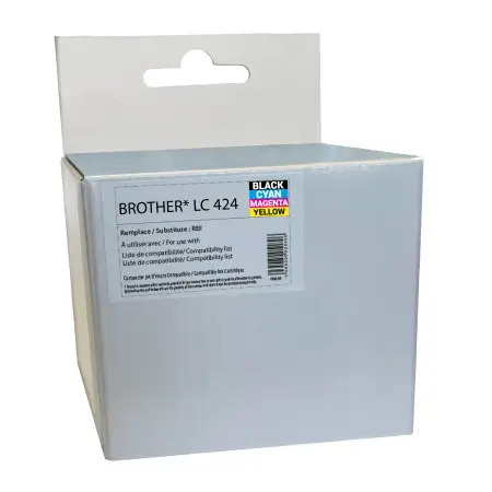 NEUTRE PACK 4 CARTOUCHES COMPATIBLES BROTHER 424-REMPLACE LC424VAL BK/C/M/Y