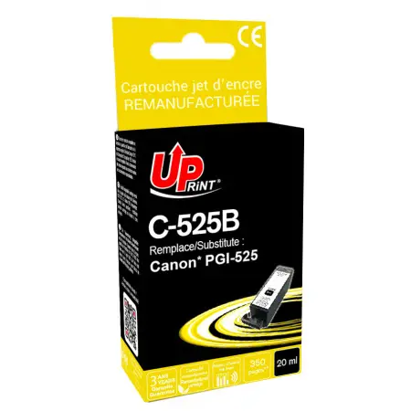 UPRINT CARTOUCHE REMANUFACTUREE CANON 525-REMPLACE PGI525 BLACK