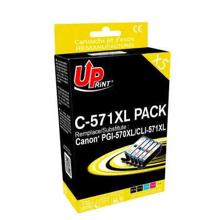 UPRINT PACK 5 CARTOUCHES REMA. CANON 570XL/571XL- PGI570XL/CLI571XL BK/PBK/C/M/Y