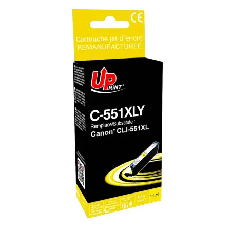 UPRINT CARTOUCHE REMANUFACTUREE CANON 551XL-REMPLACE CLI551XL YELLOW