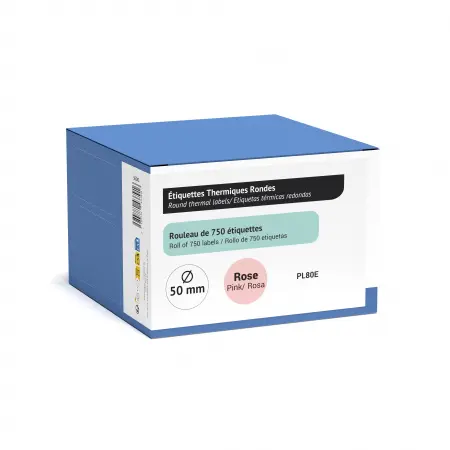 NEUTRE ROULEAU POUR IMP.PL80E 750 ETIQ.ADHESIVES ROND DIAM 51MM-ROSE