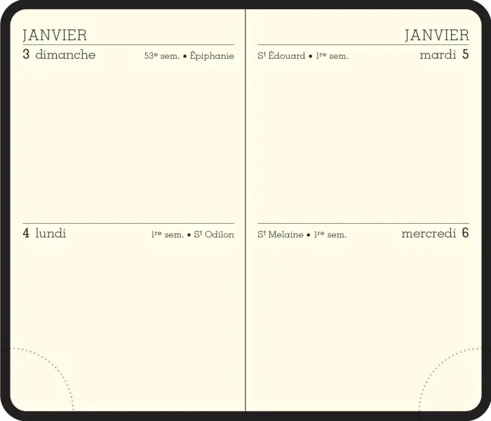 Recharge agenda de poche Mini 11 - 2 Jours 7,5 x 11,5 cm Janvier à Décembre 2027 - Tranche or