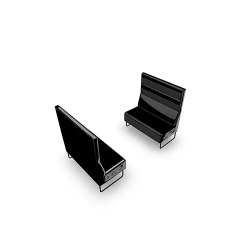 Ensemble de 2 banquettes Silen haut dossier H. 128 x L. 115 x P. 62 cm - Revêtement gris clair chiné et piétement métal noir