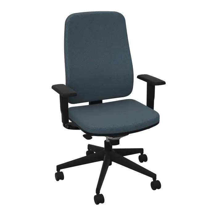 Siège Paul tissu Bondaï gris orage mécanisme synchrone confort accoudoirs 1D piétement nylon noiravec roulettes pour sols souples