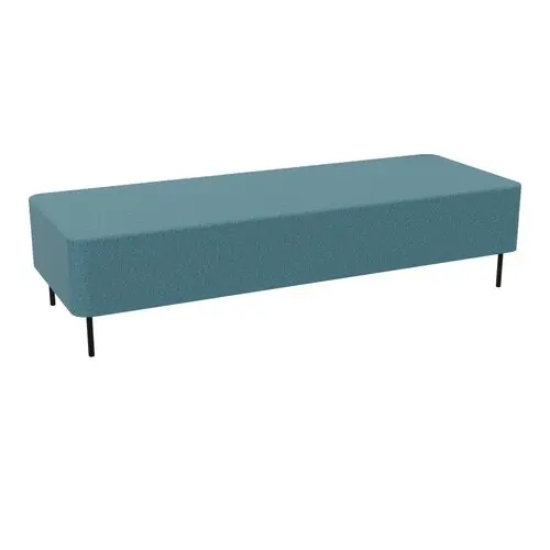 Assise 3 places Zélie L. 180 x H. 43 cm sans dossier tissu Step bambou sur 4 pieds tubes fixes D.20 mm métal lisse gris aluminium