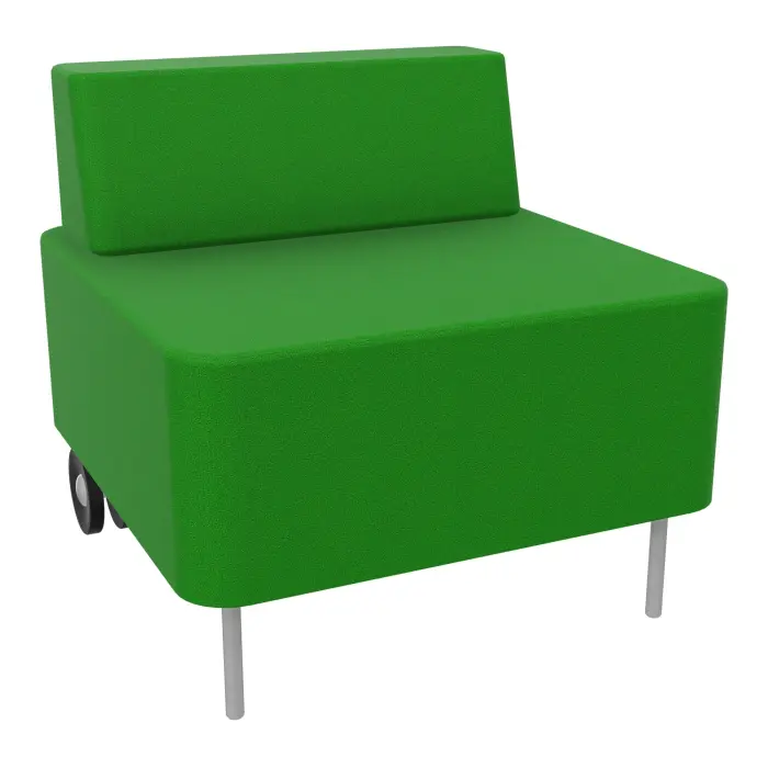 Chauffeuse 1 place Zélie L.67 x H. 64,7 cm assise tissu Step bambou avec dossier tissu Step bambou sur 2 pieds tubes fixes D.20 mm à l'avant et 2 pieds sur roues D. 125mm cache noir à l'arrière métal lisse gris