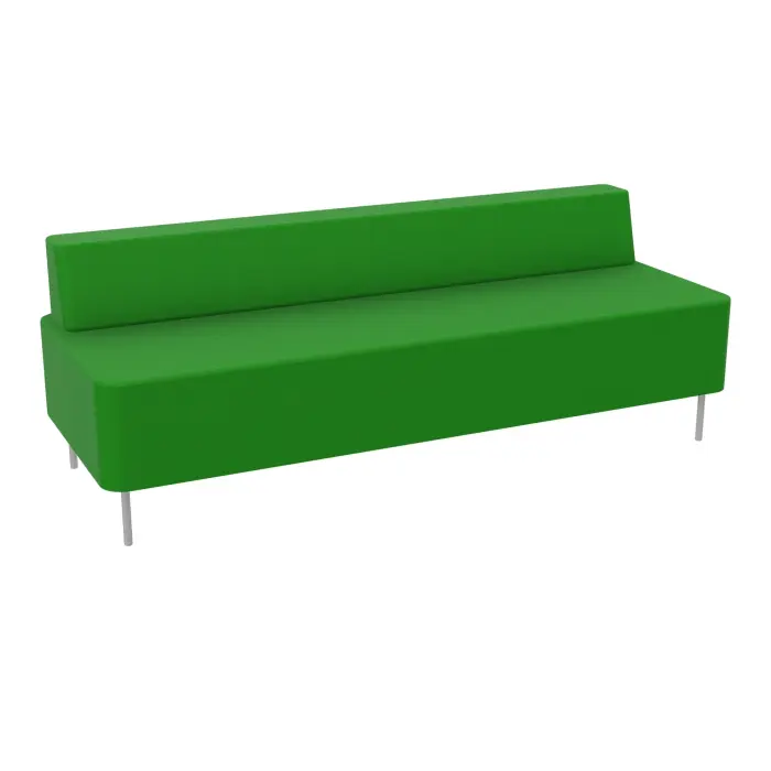 Chauffeuse 3 places Zélie L. 180 x H. 64,7 cm assise tissu Step bambou avec dossier tissu Step bambou sur 4 pieds tubes fixes D.20 mm métal lisse gris aluminium