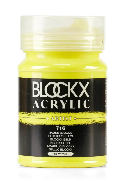 Peinture acrylique fine pot 500ml - Jaune blockx