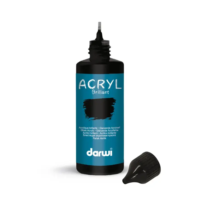 Darwi Flacon de 80 ml de Peinture Acrylique Universelle Brillante - Noir
