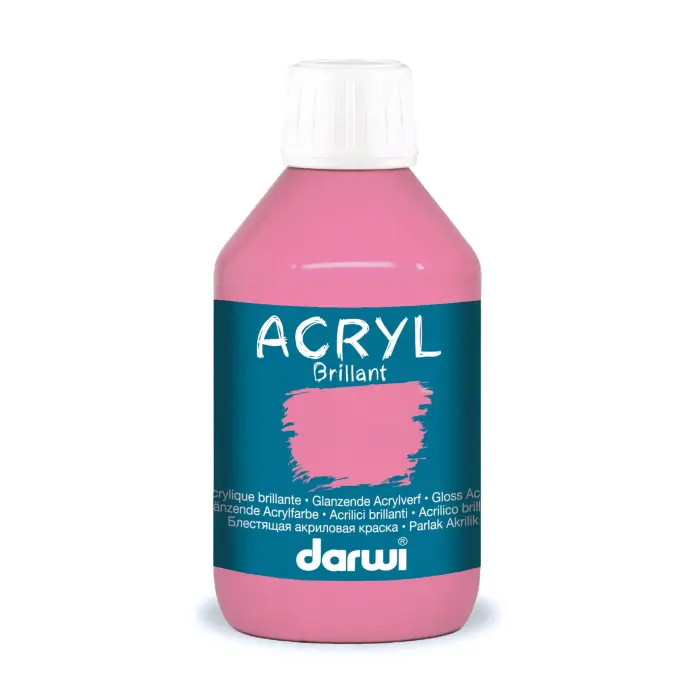 Darwi Flacon de 250 ml de Peinture Acrylique Universelle Brillante - Rose