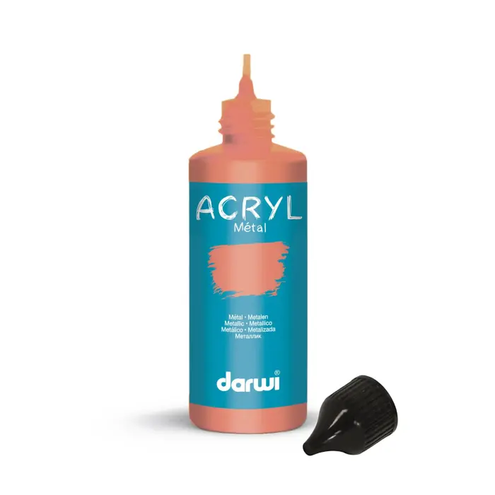 Darwi Flacon de 80 ml de Peinture Acrylique Universelle Métallique - Cuivre