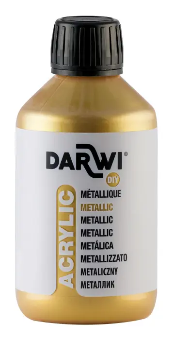 Darwi Flacon de 250 ml de Peinture Acrylique Universelle Métallique - Or