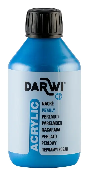 Darwi Flacon de 250 ml de Peinture Acrylique Universelle Nacrée - Bleu nacré