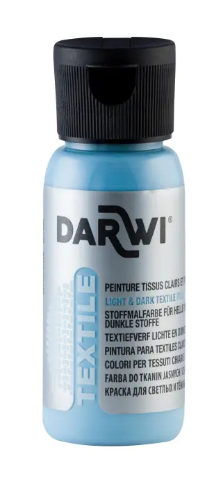 DARWI Flacon de 50 ml de Peinture Textile Opaque - Bleu clair