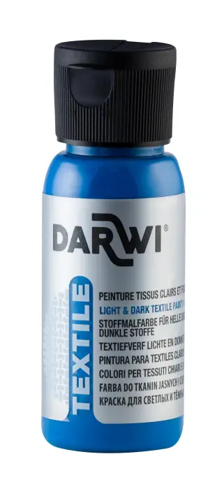 DARWI Flacon de 50 ml de Peinture Textile Opaque - Bleu