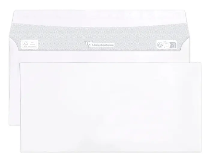 Boite de 500 Enveloppes CLAIRALFA Blanches DL- 110x220mm - Auto-Adhésives - 80g/m2