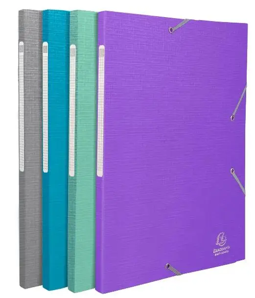 Chemises à élastiques à rabats Maxi Capacity carte enduite Teksto - A4 - Couleurs assorties