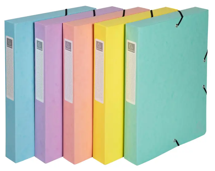 Boite de classement Exabox Dos 60mm carte lustrée Aquarel - A4 - Couleurs assorties