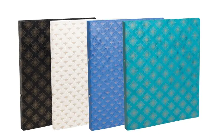 Classeur souple 4 anneaux 15mm carte lustrée Néo Déco - Couleurs assorties
