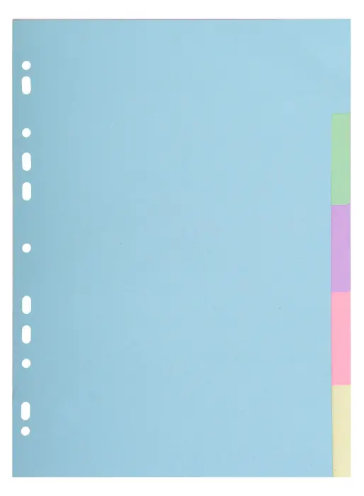 Intercalaires carte pastel 170g Forever 5 positions - A4+ - Couleurs assorties pastel