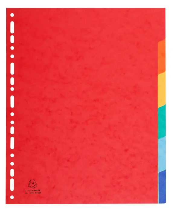 Intercalaires carte lustrée 400g 6 positions - A4 maxi - Couleurs assorties