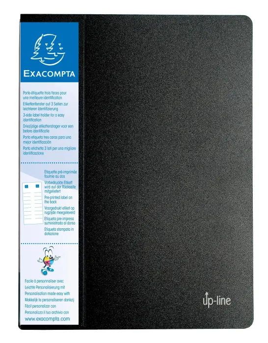 Protège-documents en polypropylène rigide avec porte étiquette 3 faces Up Line Opaque 120 vues - A4 - Noir