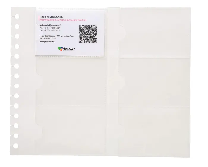 Recharge de 10 pochettes détachables pour porte cartes de visite Exactive® - 19x23cm - Cristal