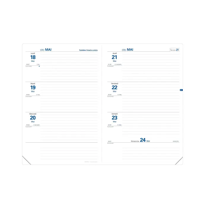 Quo Vadis - Recharge Agenda année scolaire - 2026-2027 - Texthebdo - Semainier Horizontal - Français - 12 mois de mi-août à mi-août - 16x24 cm - Papier Clairefontaine blanc
