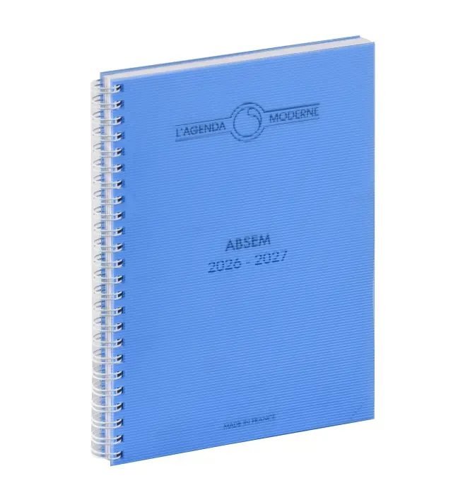Agenda Moderne - Agenda 16 mois - Spiralé - 2026-2027 - INT ABSAD - AB SEM - Semainier Planning - Multilingue - Polypro - 16 mois de septembre à décembre - 15x21 cm - Papier Clairefontaine blanc