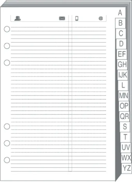 Quo Vadis - Recharge Organiseur - REPERTOIRE TEL T17 Blanc - 10x17 cm - Papier Clairefontaine blanc