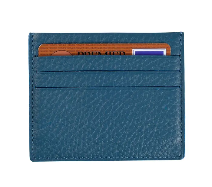 Quo Vadis - Porte-carte - Camargue - 10x8,5 cm - Cuir pleine fleur de taurillon - Ocean